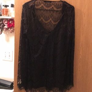 Black lace sheer top